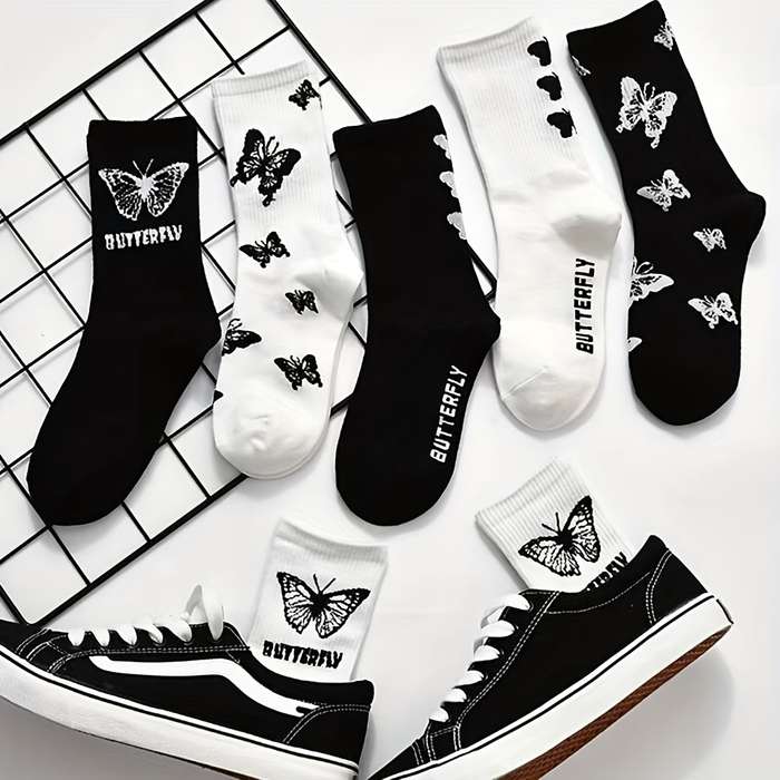 5 Pairs Mixed Color One Size High Elastic Socks