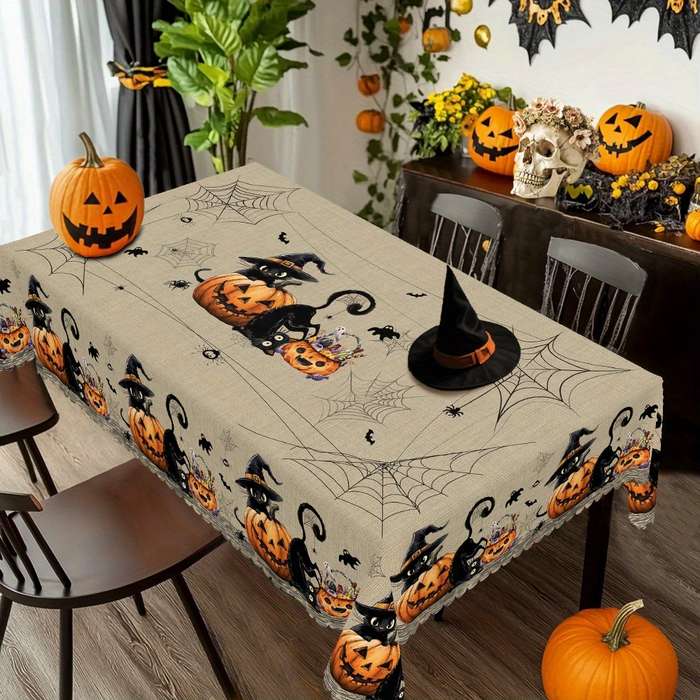 Halloween tablecloth decoration size Rectangle 60x102In 152x260cm add 4pcs Self adhesive
