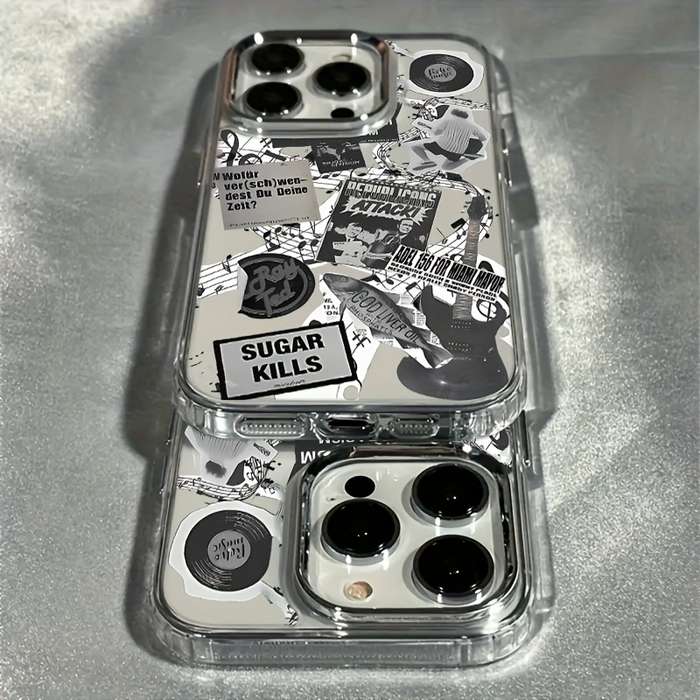 1Pc Mixed Color  For iPhone 15 Pro Max Retro Guitar Phone Case