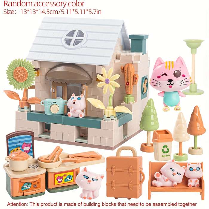 Building Toy Architectural Model Toy Set Model Pink Brick House