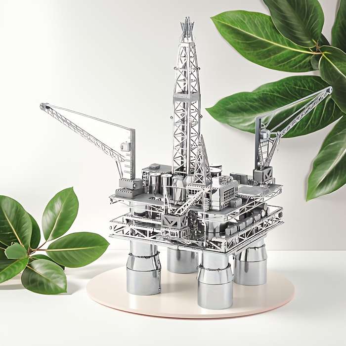 Building Toy Architectural Model Toy Set Color Oil Platform  Silvery Gray