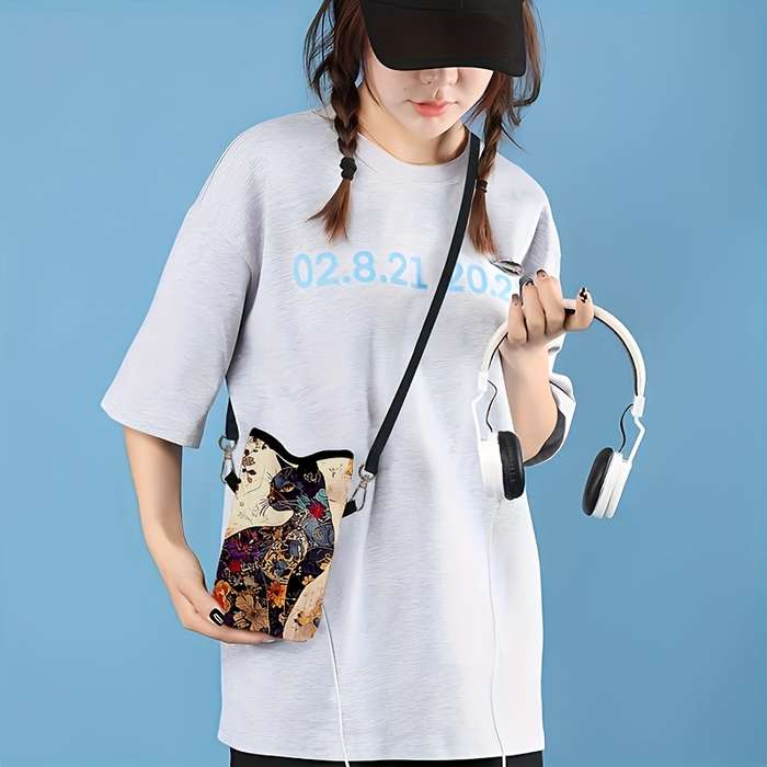 1pc Colorful Cat Print Synthetic Synthetic Leather High Quality Material Shockproof Phone Bag with