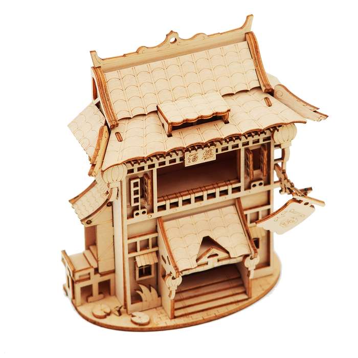 Building Toy Architectural Model Toy Set Items Wooden Puzzle Restaurant