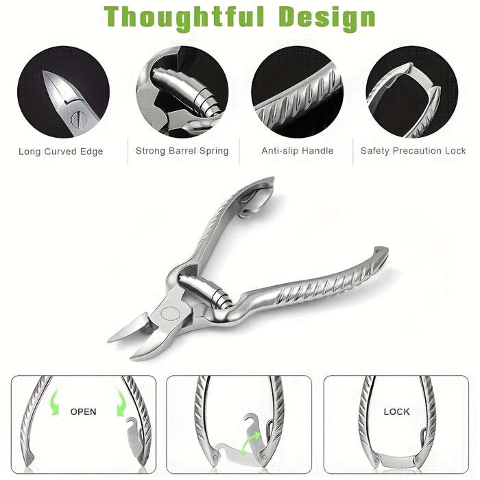 1pc Professional Thick Nail Clipper Set for Seniors Stainless Steel Odorless Toenail Care Ki