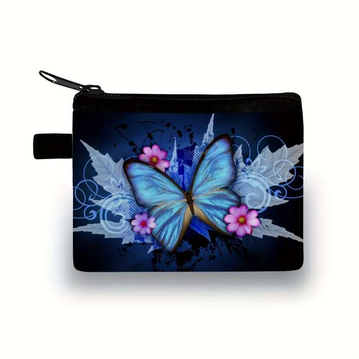 1pc Butterfly Print Polyester Coin Purse Casual Style Women's Wallet with Key Card Slot