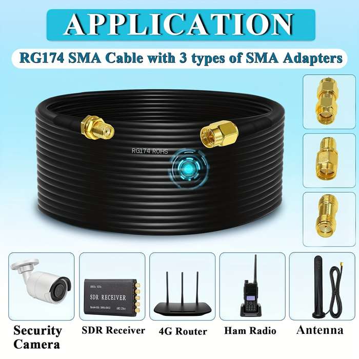 1pc RG174 SMA Antenna Coaxial Cable Extension Jumper Low Loss 5M SMA Male to Female Coaxial Ca