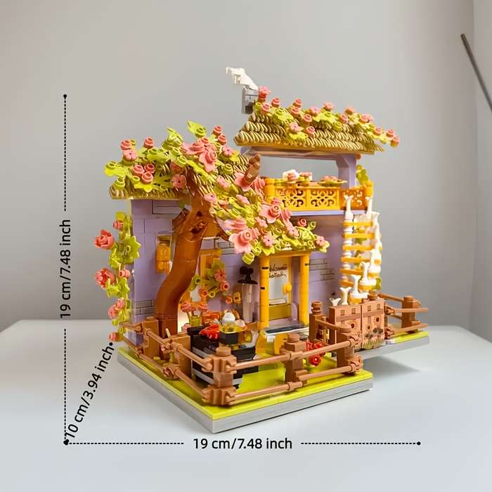 Building Toy Architectural Model Toy Set Color Flower Cottage