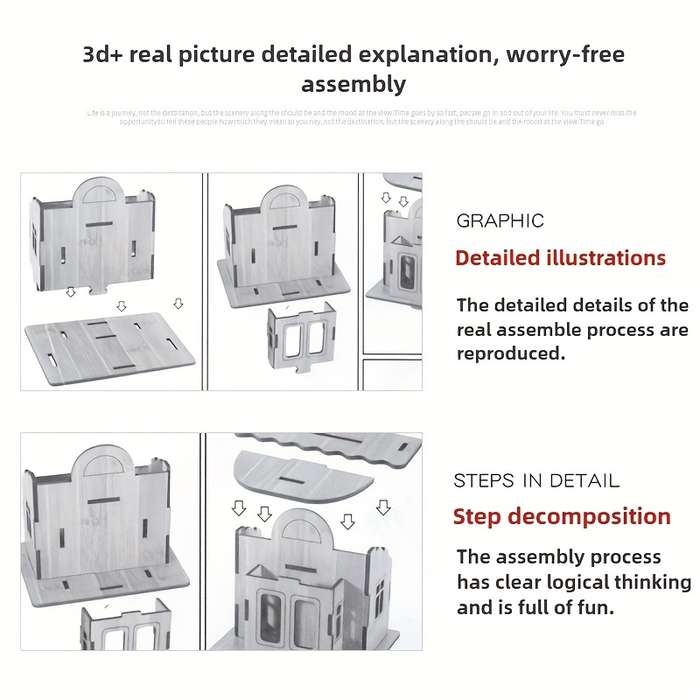 Building Toy Architectural Model Toy Set Color Warm Cabin [Laser Bamboo Version]