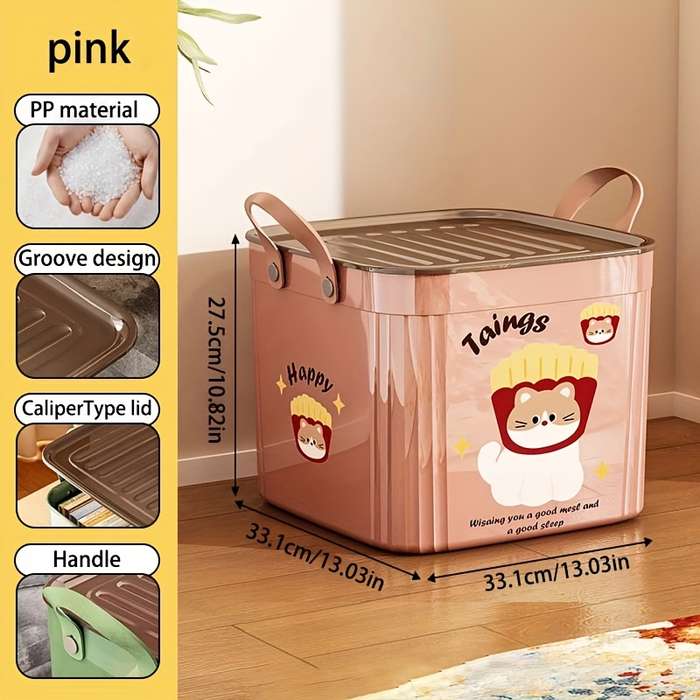Storage And Organizationmodel Extra Large Lid Storage Box   33.1Cm    With Lid   Cream White