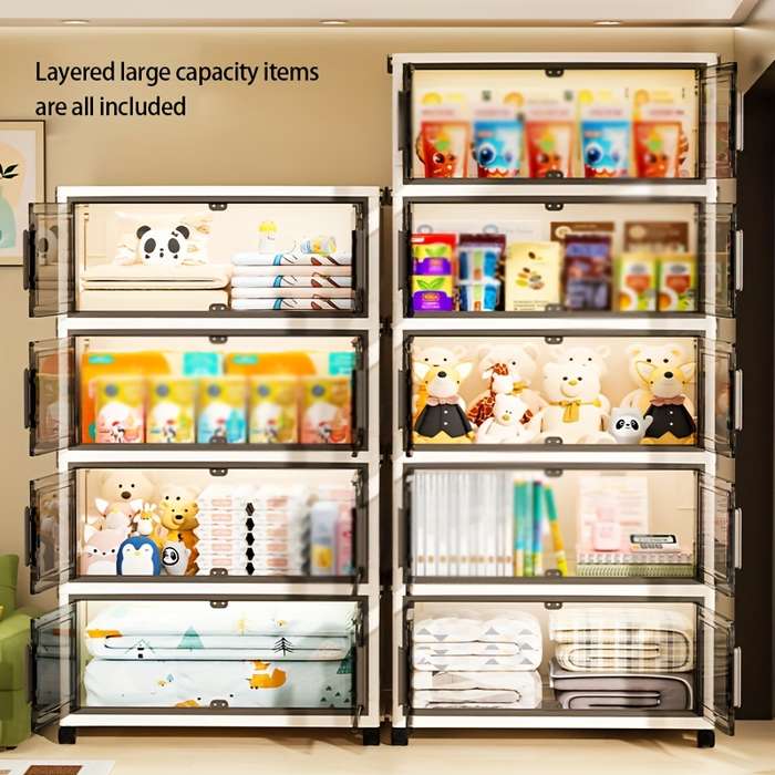 Storage And Organizationmodel 5 Layers   Width 38Cm 14.96In  Translucent Color   With Wheels  X  4
