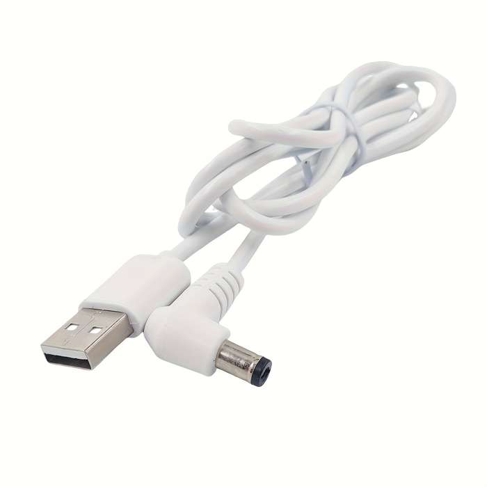 1pc USB 2.0 A Male to DC 5.5x2.1mm Barrel Jack Charging Cable Lightweight Design White 47.3