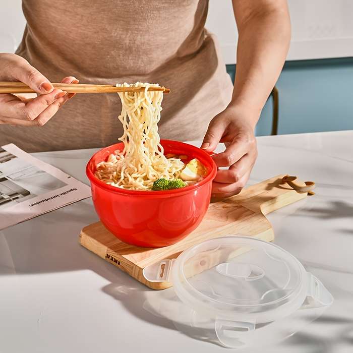 1pc Convenient Portable Sealed Instant Noodle Bowl Microwave Ramen Pot Instant Noodle Bowl C