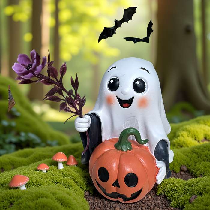 Halloween Decorations Color Multicolor Confused Cute Pumpkin Ghost Ornament Statue 2001 Model