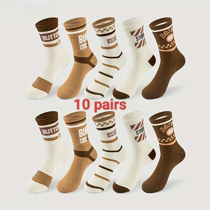 10 Pairs Random Mixed Colors One Size High Elastic Socks