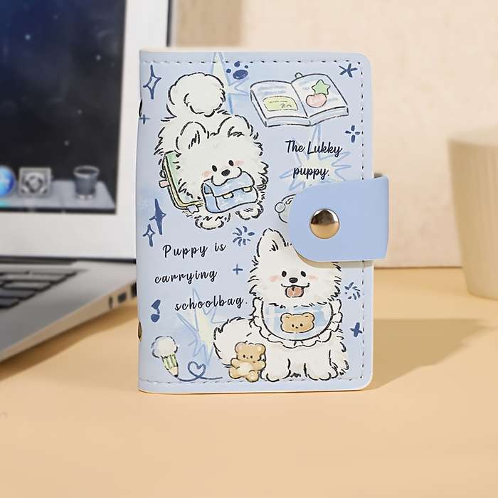 1pc Cute Cat Cartoon Women's WalletCompact Multi-Card Slot Credit Card Holder with Snap Closure