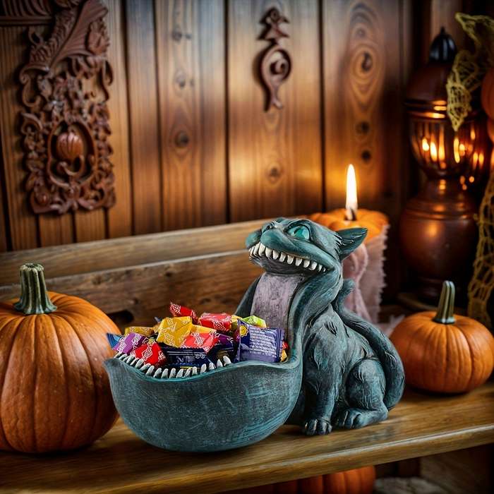 Halloween Decorations Items Large Mouth Cat Statue Decoration