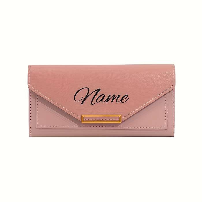 1pc Personalized Name Clutch Wallet for Women Credit Card Holder with Lining Preppy Style Snap C