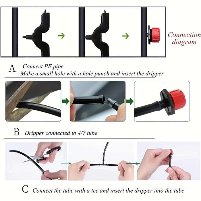 200Pcs Irrigation Drip Head Nozzle Adjustable Water Drop Head