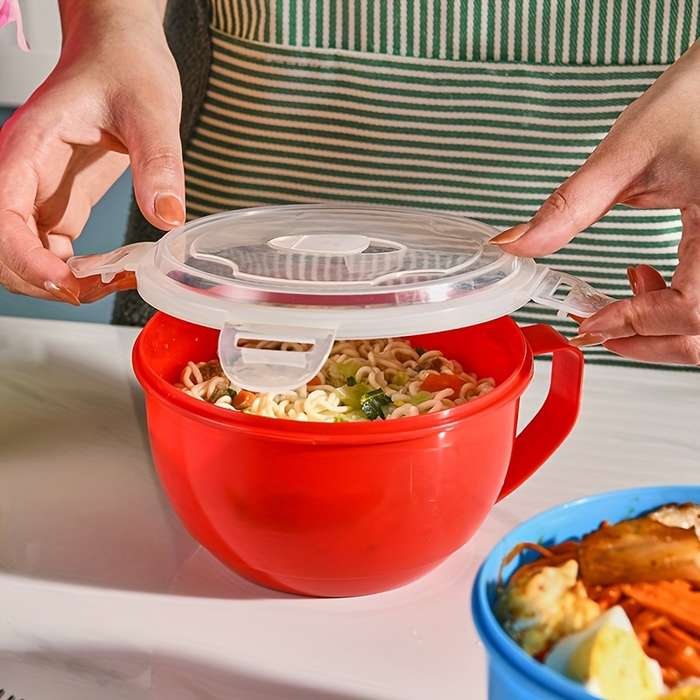 1pc Convenient Portable Sealed Instant Noodle Bowl Microwave Ramen Pot Instant Noodle Bowl C