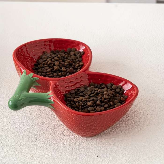 Pet Supplies Color Strawberry Double Bowl Gift Box Pink