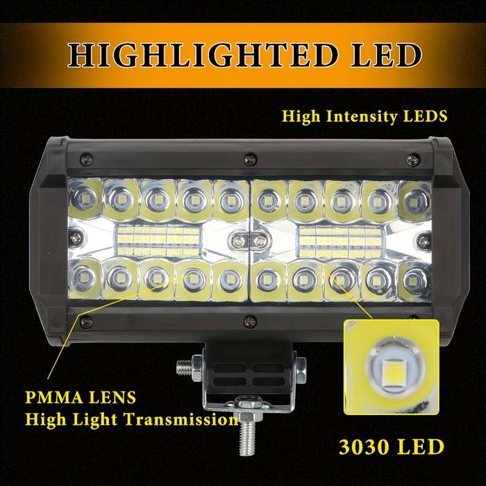 2pcs 7-Inch LED Light Bars 24000LM 40-SMD Universal Driving Fog & Daytime Running L