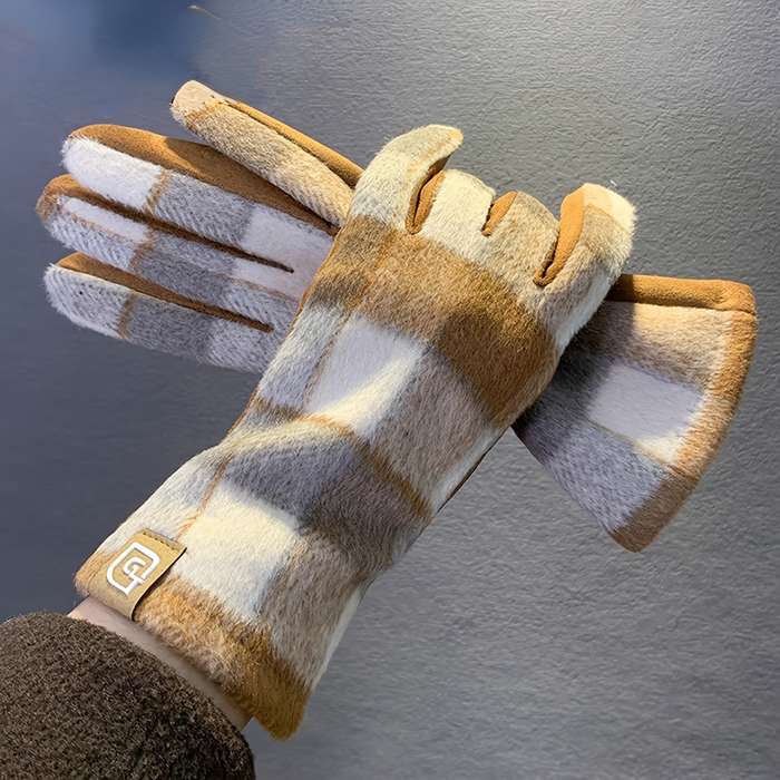Winter Gloves Items Red Plaid