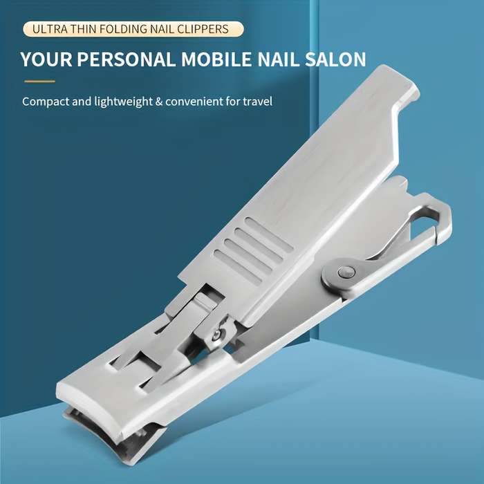 1pc Ultra-Thin Stainless Steel Nail Clippers with Keychain Portable Nail Clippers Modern Styl