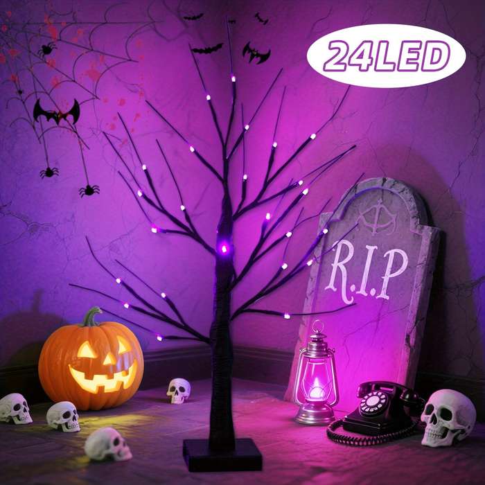 Halloween Decorations Color Purple And Orange Size 24Led With Timer Function