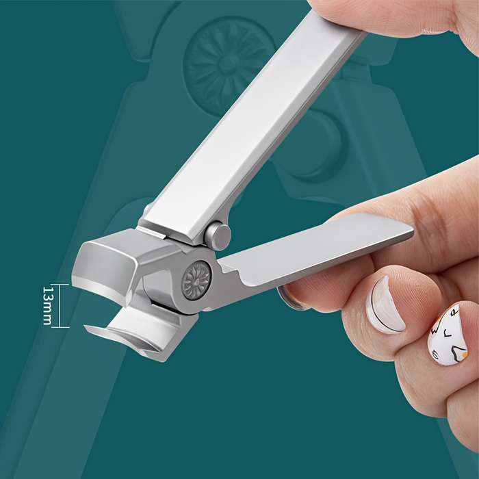 1pc Classic Style Stainless Steel Nail Clippers Wide Jaw Concave Blade Edge Unscented Ideal