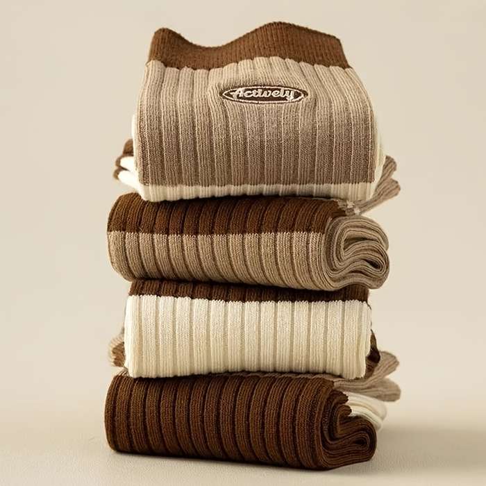 5 Pairs Of Mixed Colors One Size High Elastic Socks