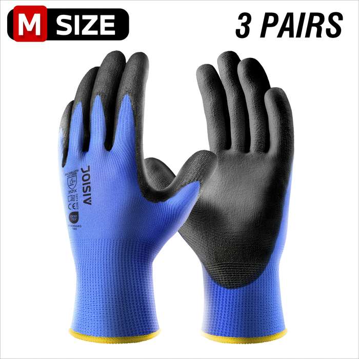 Work Gloves Color Blue 3 Pairs Size M