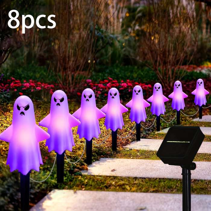 Halloween Decorations Items Funny Ghost  Purple Light  Quantity 8 Leds