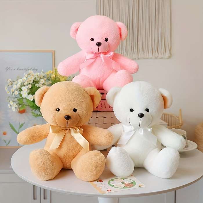 Toy Doll Size 20Cm 7.87In Style 3Pcs Teddy Bear White  Add    Light Brown  Add    Pink