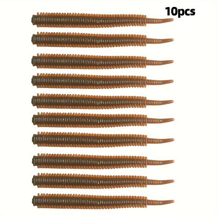 10pcs Turiou Realistic Red Worm Soft Lures 8cm Floating TPR Material Needle Tail Design Art
