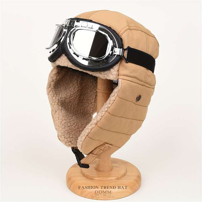 Winter Hat Color Khaki Add Glasses