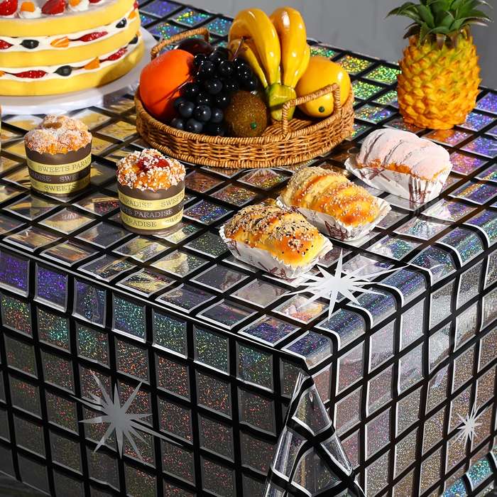 Halloween tablecloth decoration color Disco Background Silvery, 3 Pack size 100x200cm
