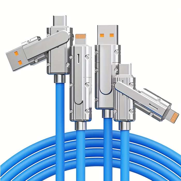 1pc 100cm 4in1 Data Cable USB to Lightning Cable for iPhone 14 13 12 11 USB C to Type C Cable