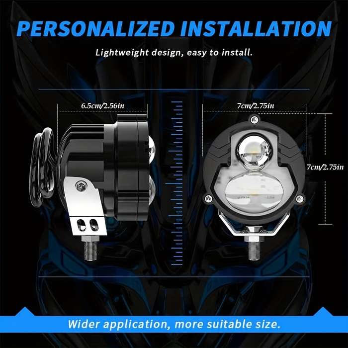1pc Car Truck High Low Light LED Fog Light Driving Amber White Light Bicolor Motocros