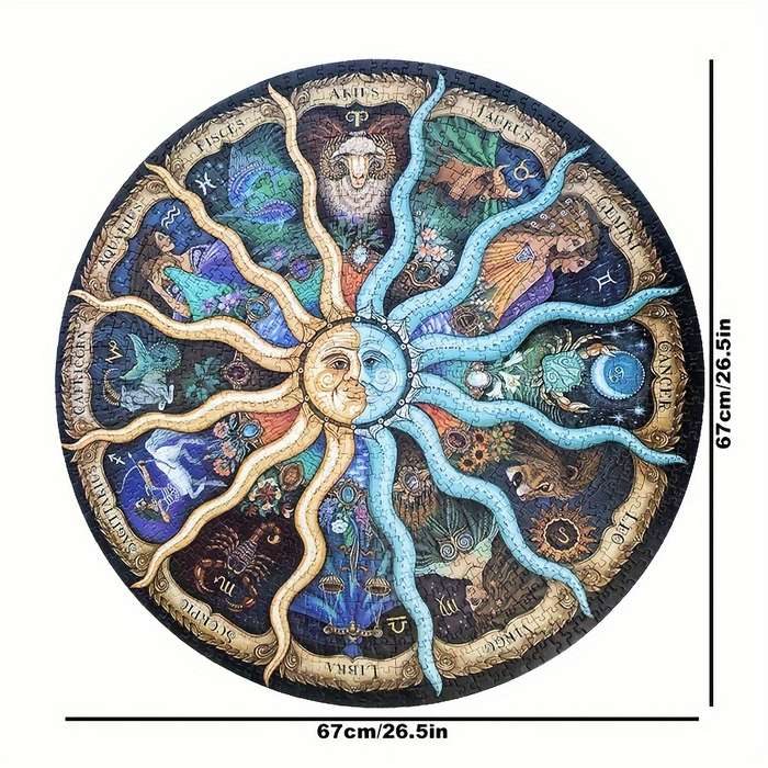 1000pcs Zodiac Signs Jigsaw Puzzle Vibrant Astrological Chart Design with Sun Moon
