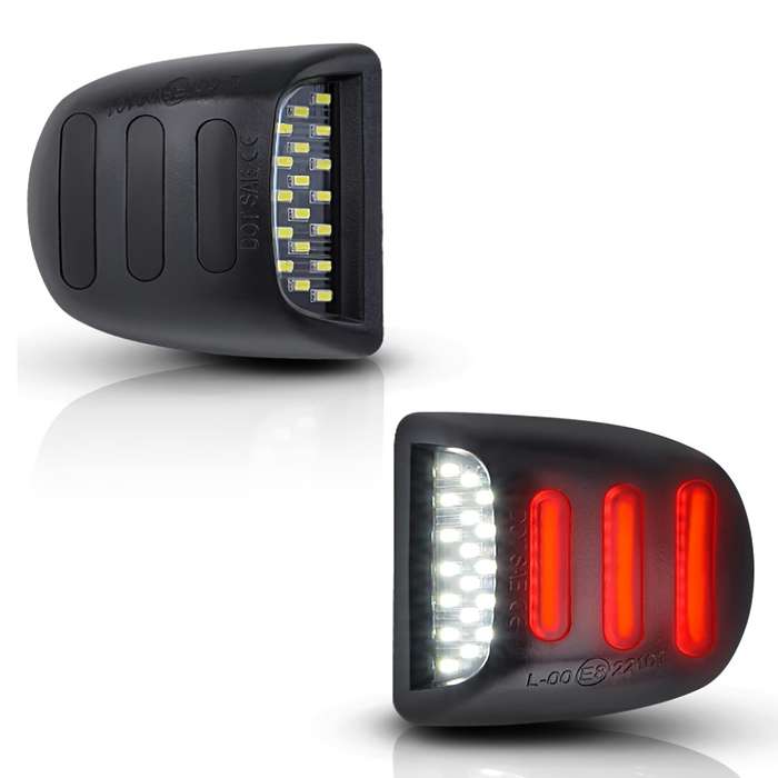 2pcs Red OLED Pure White LED License Plate Light Tag Lamp Assembly Replacement For Es