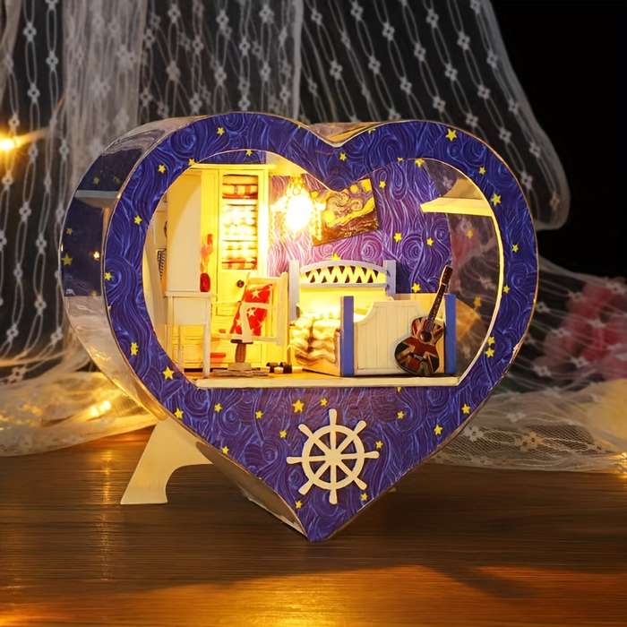 Building Toy Architectural Model Toy Set Style Love House Blue Style