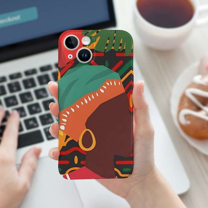 1Pc White For iPhone 15 African Turban Women Phone Case
