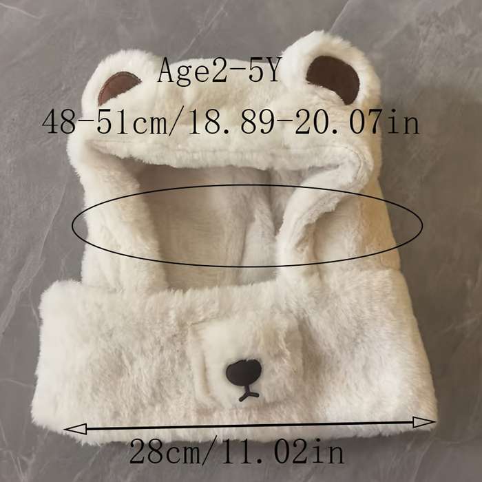 Winter Hat Color  Bear Plush One Piece  White