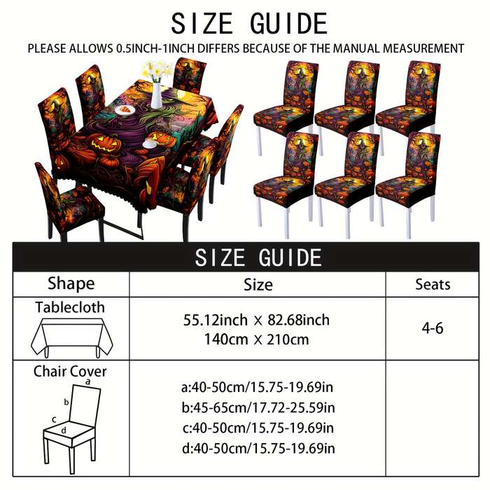 Halloween tablecloth decoration Quantity 5pcs 1 Tablecloth add 4 Chair Covers