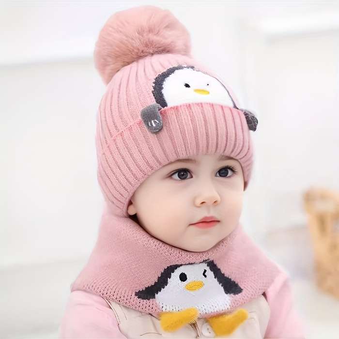 Winter Hat Color Little Penguin Logo Baby Hat Yellow Size Recommended Age: 2 5 Years Old