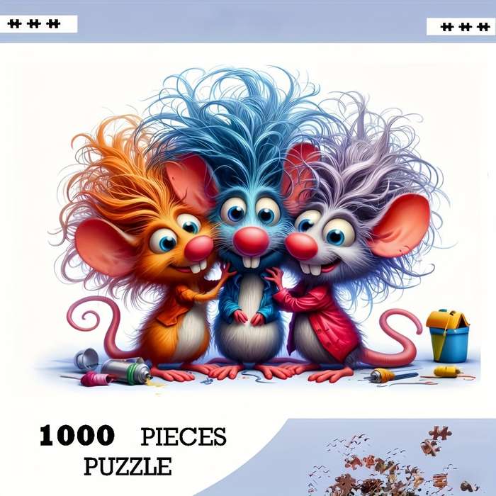 1000pcs Jigsaw Puzzle Featuring a Fluffy Mouse a Challenging DIY Brain Game Made of