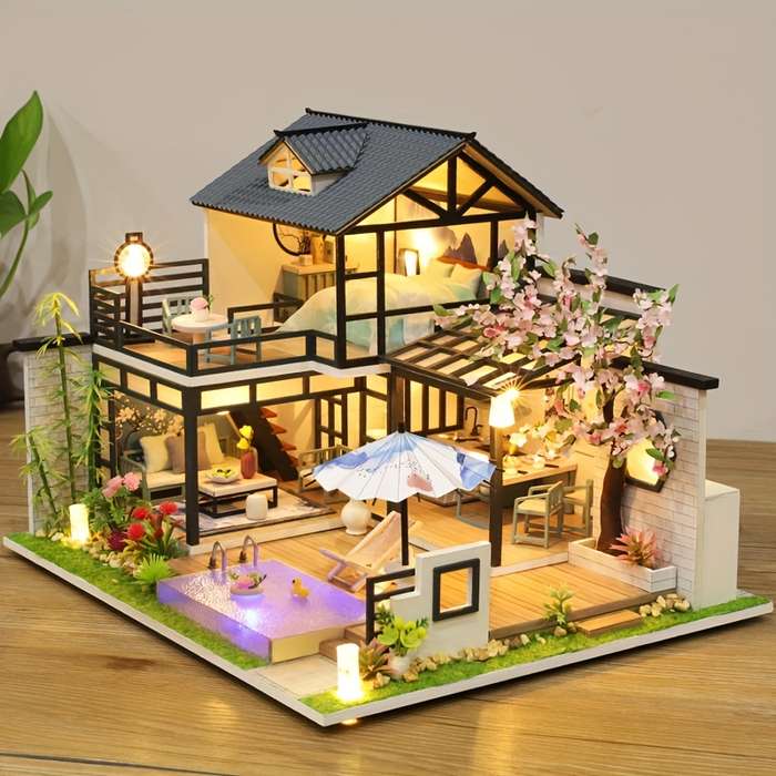 Building Toy Architectural Model Toy Set Style Ink Lanting
