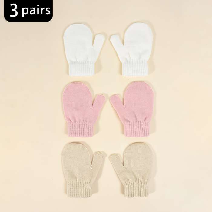 Winter Gloves Color White Add Khaki Add Light Pink Size 1 To 3Y