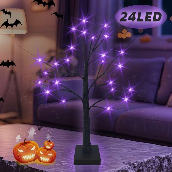 Halloween Decorations Color Purple Light  Timeable  Size 60.2Cm 24Led