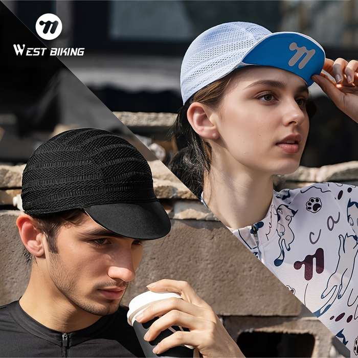 1pc WEST BIKING Quick-Dry Cycling Cap Breathable Mesh Back Lightweight Polyester Bike Hat for Men